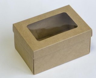 Коробка картонная со съёмной крышкой с прозрачной вставкой в крышку