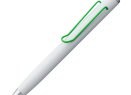 Ручка шариковая Clamp, белая с зеленым